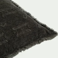 Coussin frangé en velours 30x50cm - vert cèdre