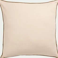 Coussin à liseré en coton - beige 45x45cm