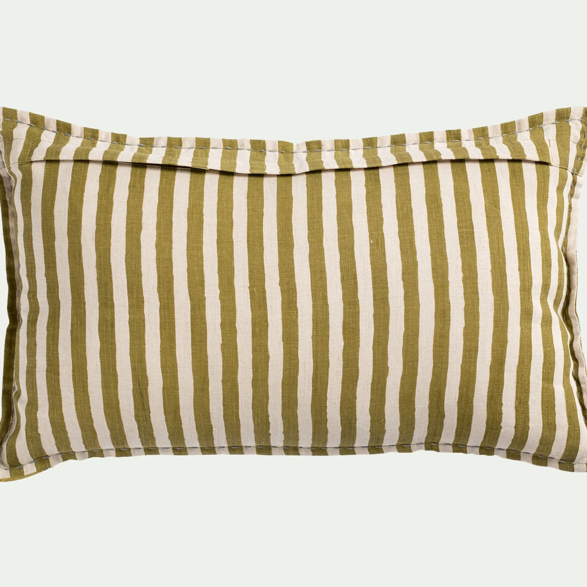 Coussin motif dépareillé en lin et coton 30x50cm - vert
