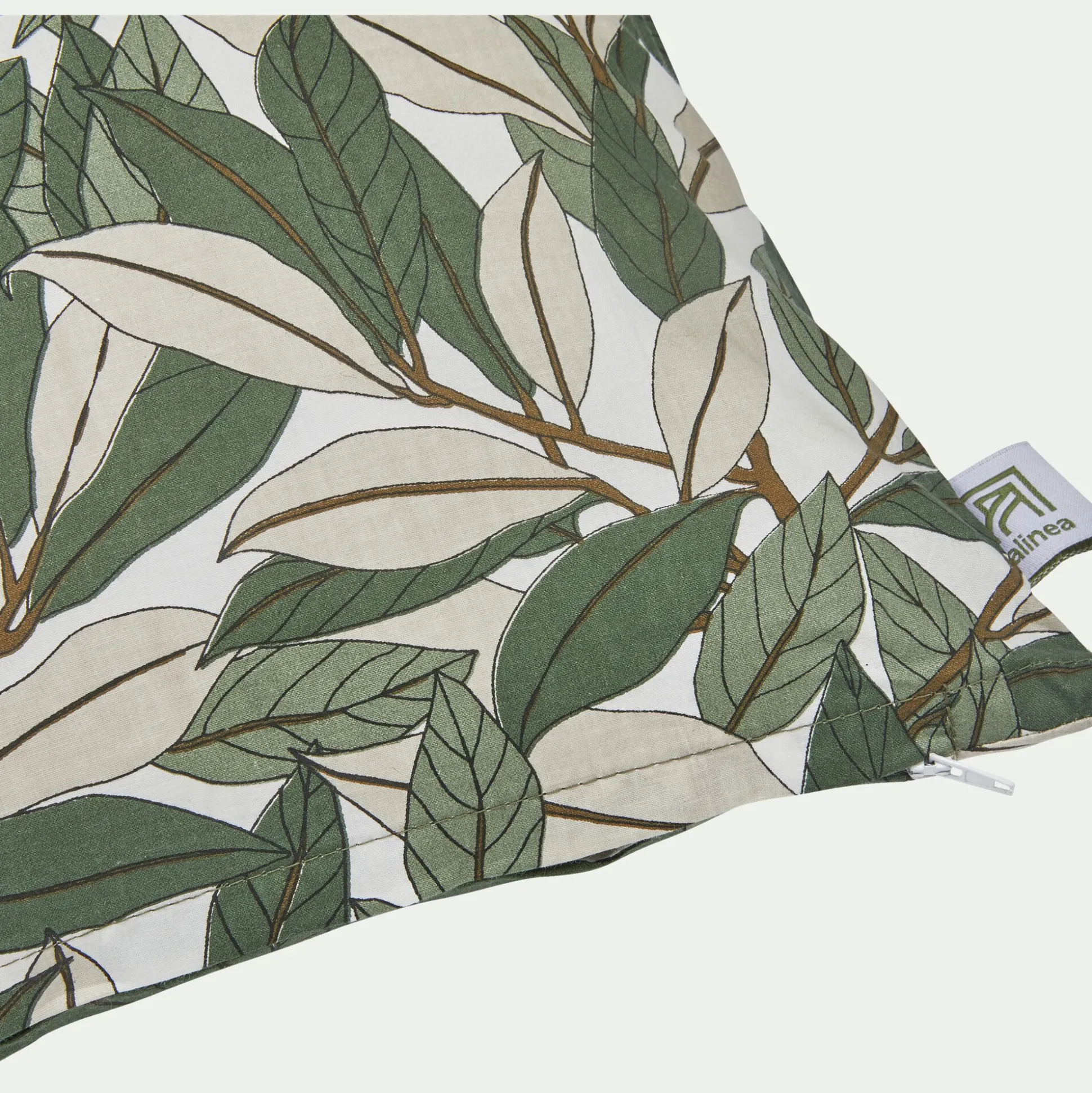 Coussin motif Laurier en coton - vert 40x40cm