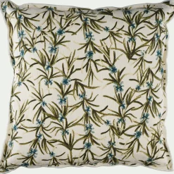 Coussin motif romarin en coton 45x45cm - blanc