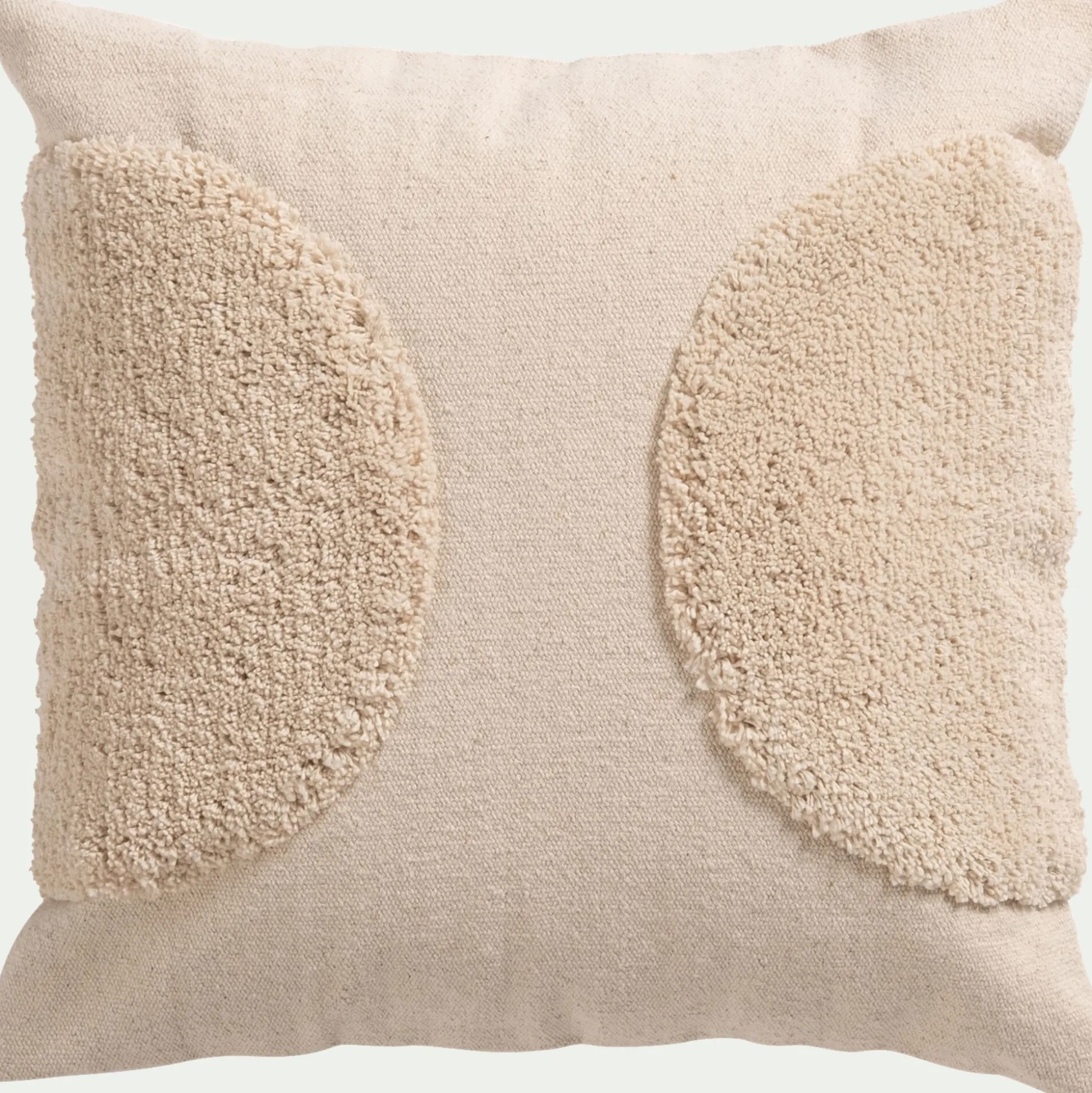 Coussin motifs laineux en coton 45x45cm - naturel