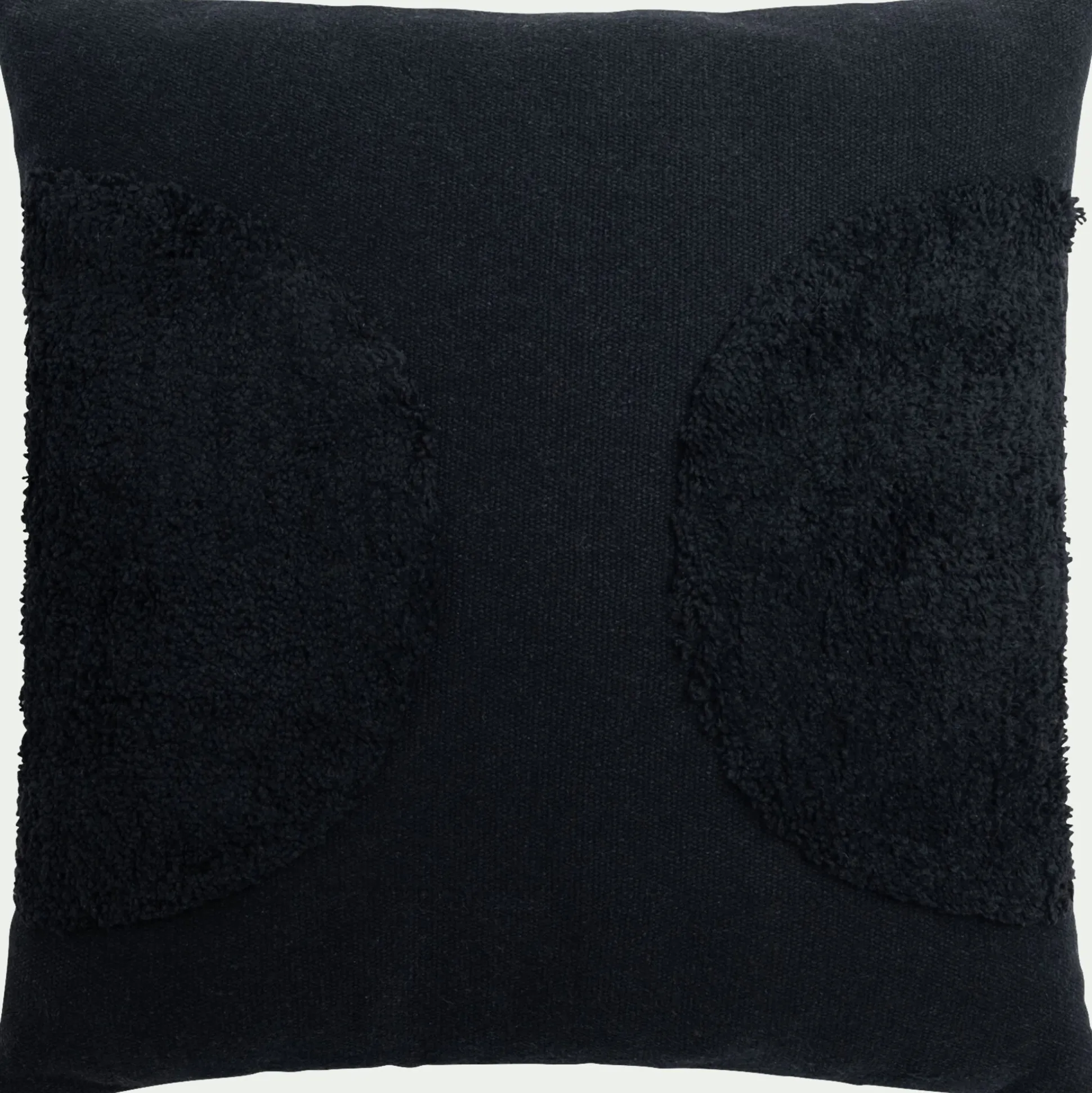Coussin motifs laineux en coton 45x45cm - noir