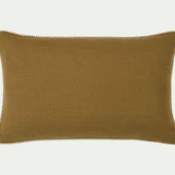 Coussin à passepoil bicolore en coton 30x50cm - vert mousse