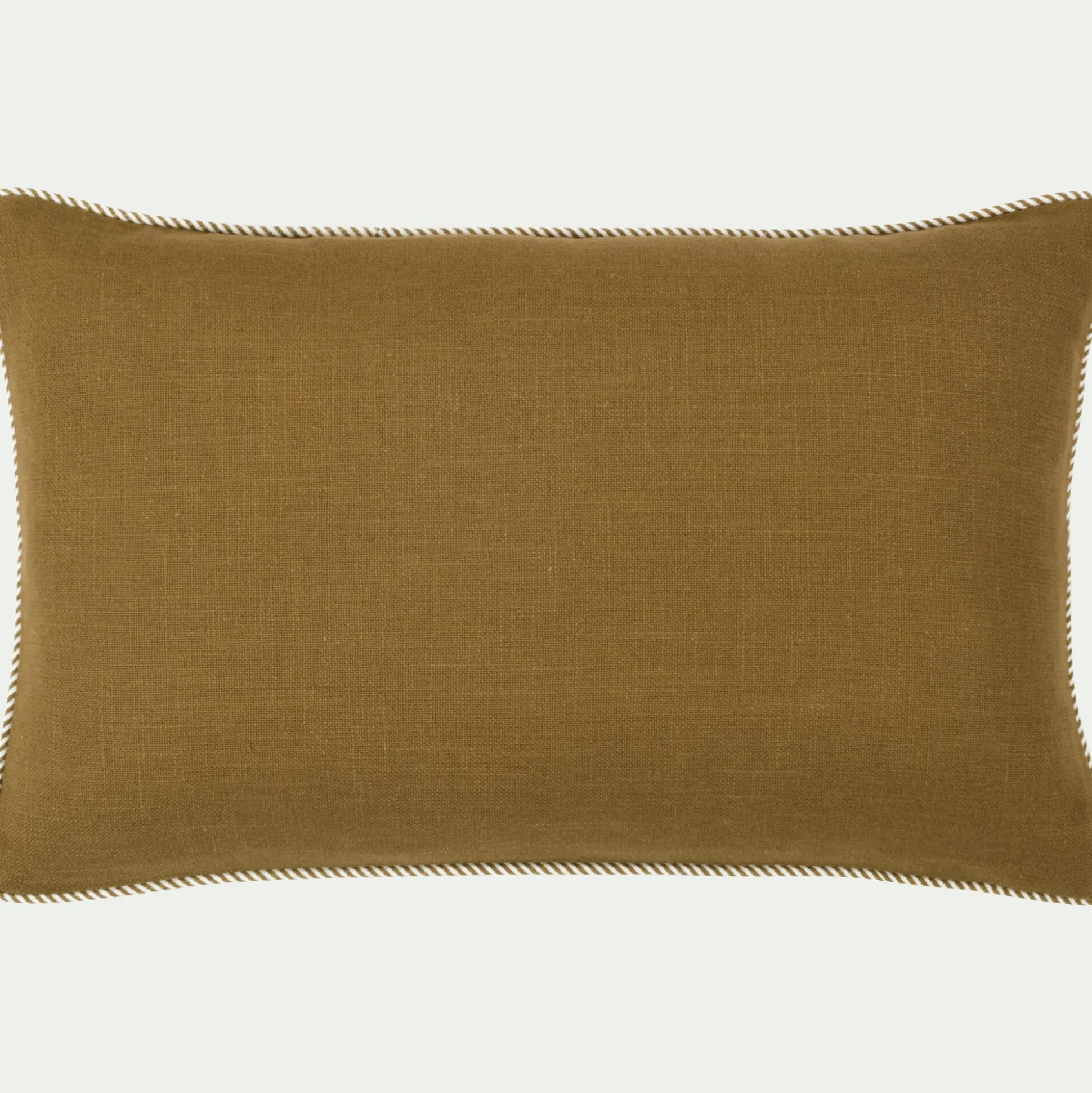 Coussin à passepoil bicolore en coton 30x50cm - vert mousse
