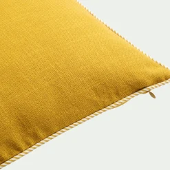 Coussin à passepoil bicolore en coton 30x50cm - jaune