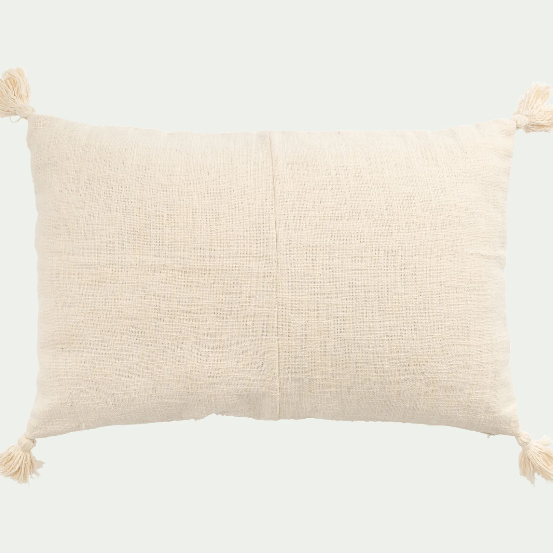 Coussin à pompons en coton 40x60cm - blanc
