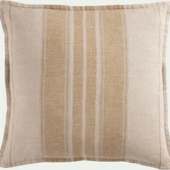 Coussin rayé en lin 45x45cm - jaune
