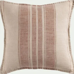 Coussin rayé en lin 45x45cm - rouge