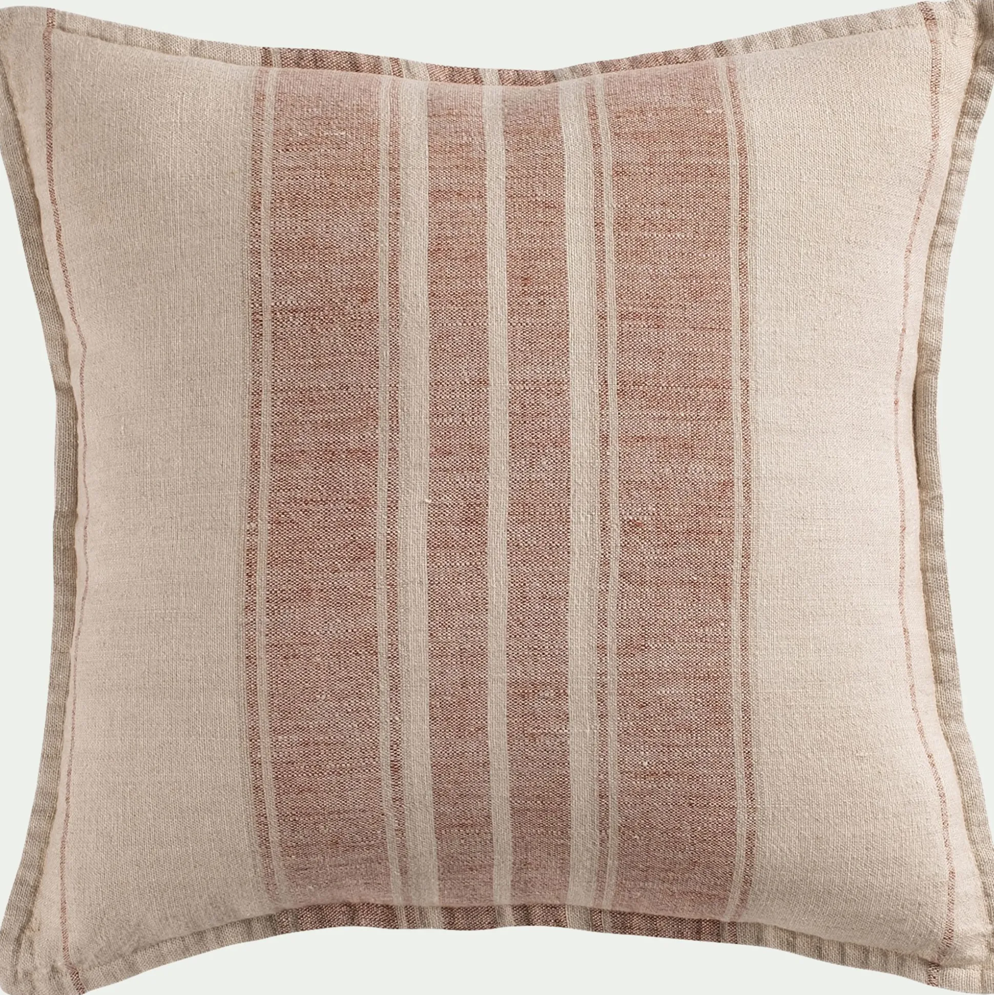 Coussin rayé en lin 45x45cm - rouge