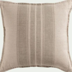 Coussin rayé en lin 45x45cm - vert