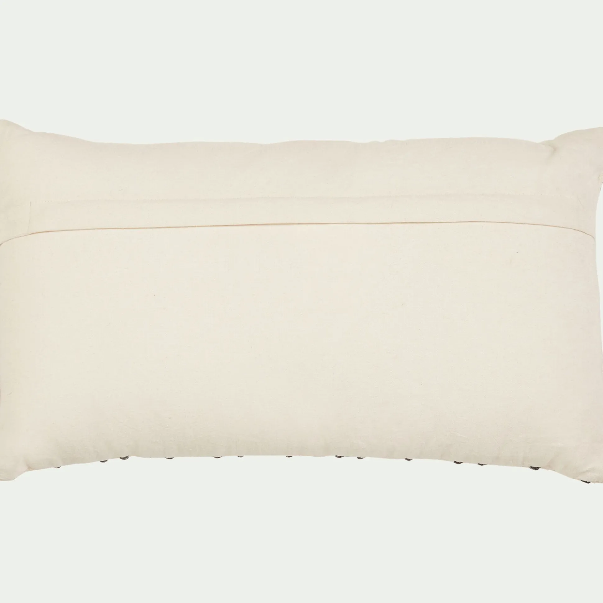 Coussin à rayures brodées en coton 30x50cm - noir et écru