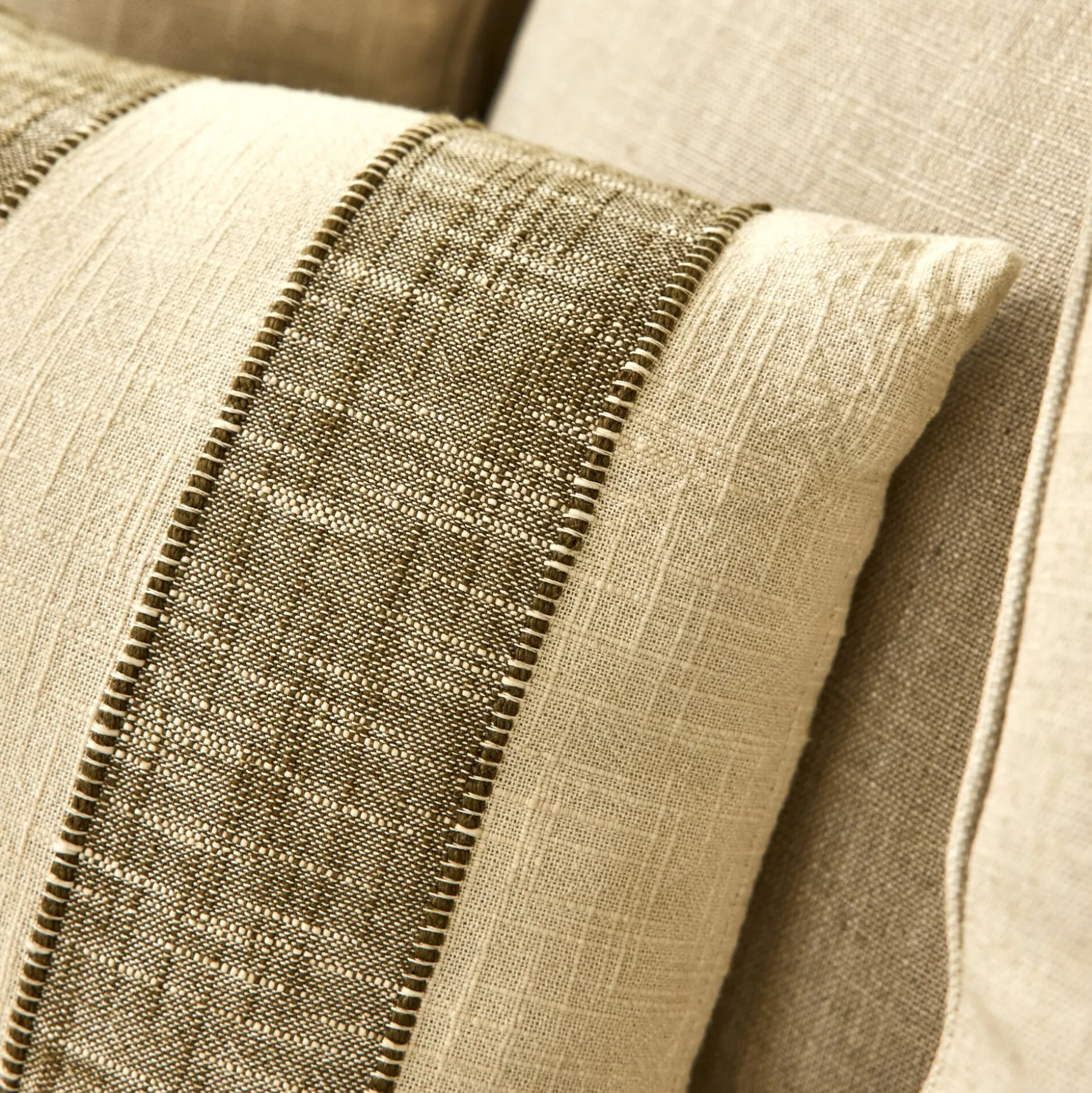 Coussin à rayures en coton 30x50cm - vert