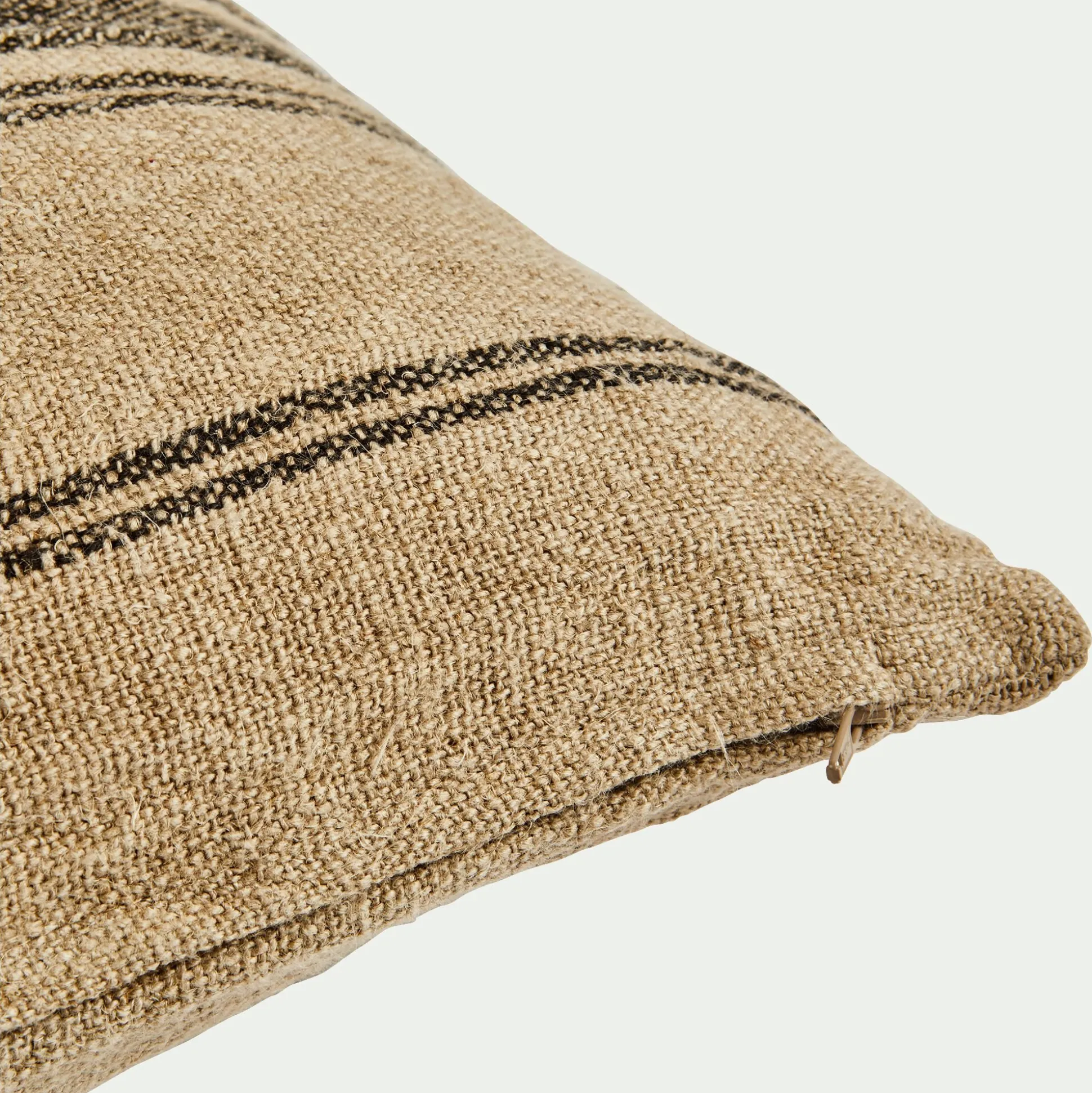 Coussin à rayures en lin 30x50cm - naturel et noir
