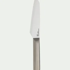 Couteau chef en céramique et manche en inox - gris métallisé