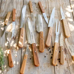 Couteau de cuisine en inox et bois d'olivier 28cm - naturel