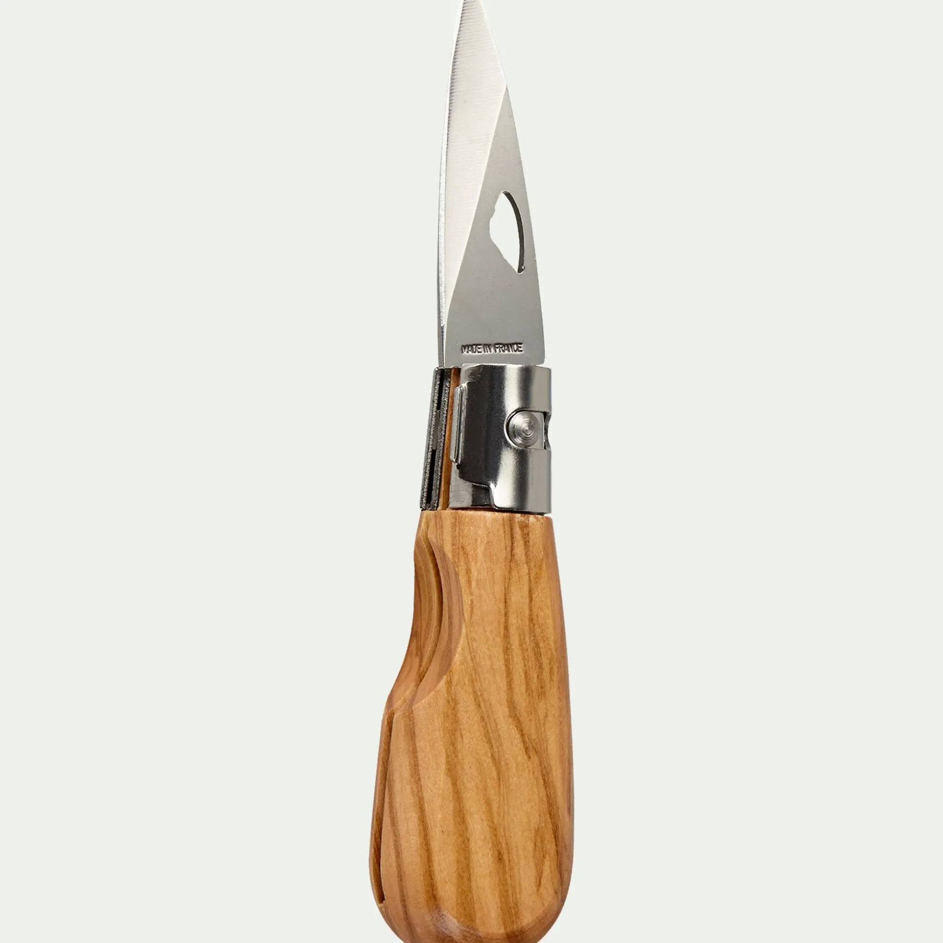 Couteau à huître pliable en bois d'olivier