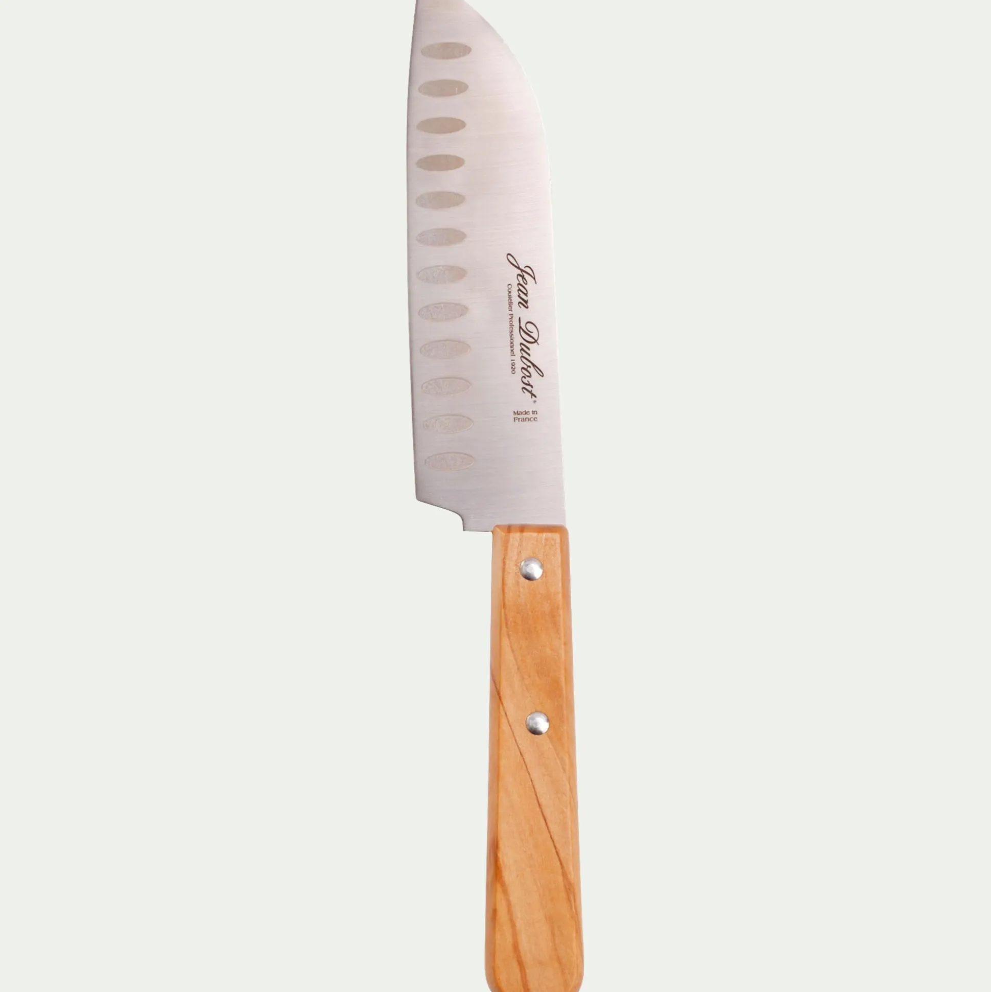 Couteau santoku en inox et bois d'olivier 28cm - naturel