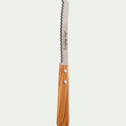 Couteau à tomates en inox et bois d'olivier 21cm - naturel