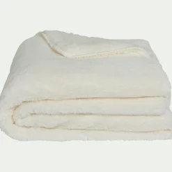Couvre lit imitation fourrure - blanc ventoux 180x220cm
