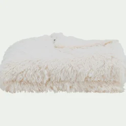 Couvre-lit imitation fourrure en polyester - blanc 180x220cm