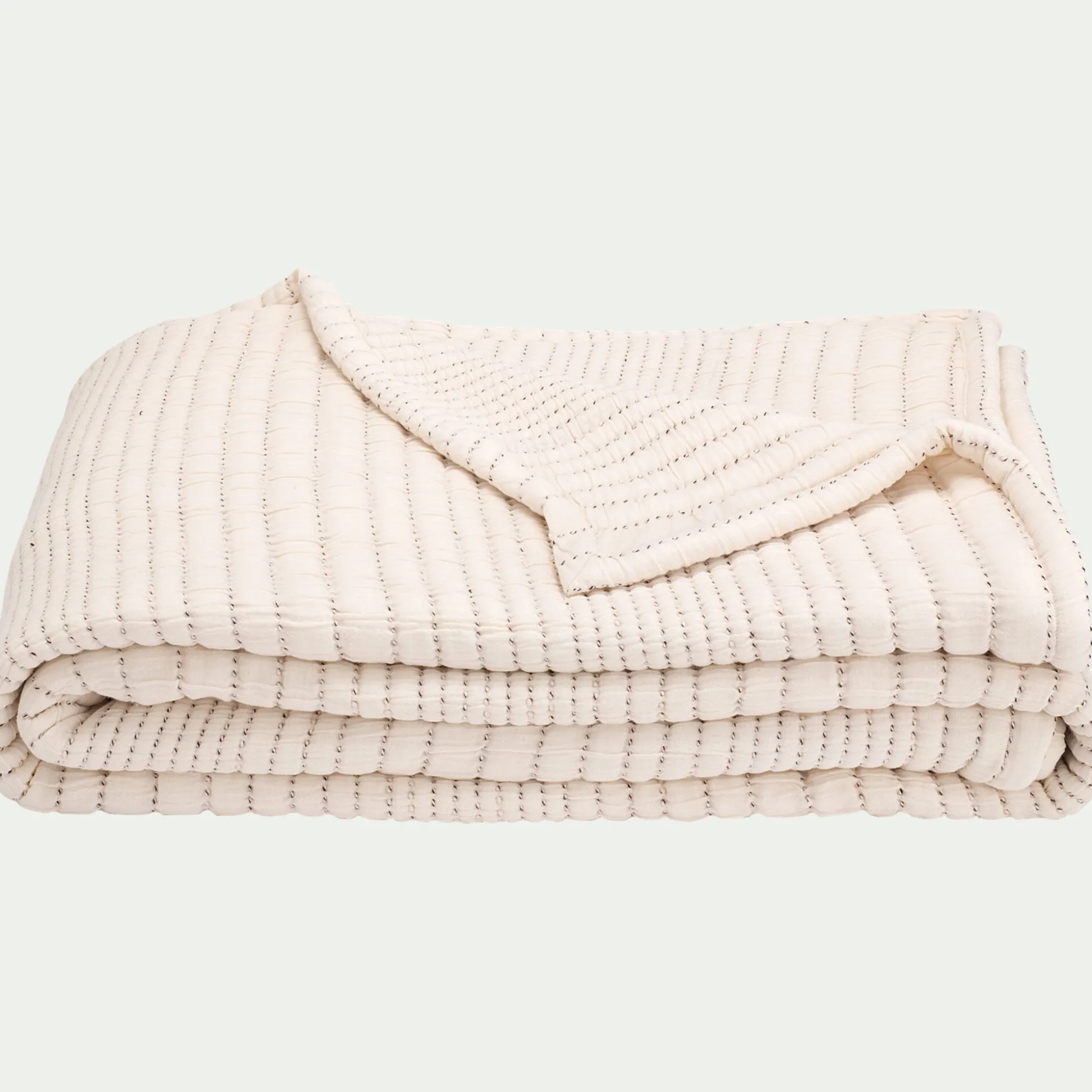 Couvre-lit matelassé en coton surpiqué 230x250cm - blanc écru