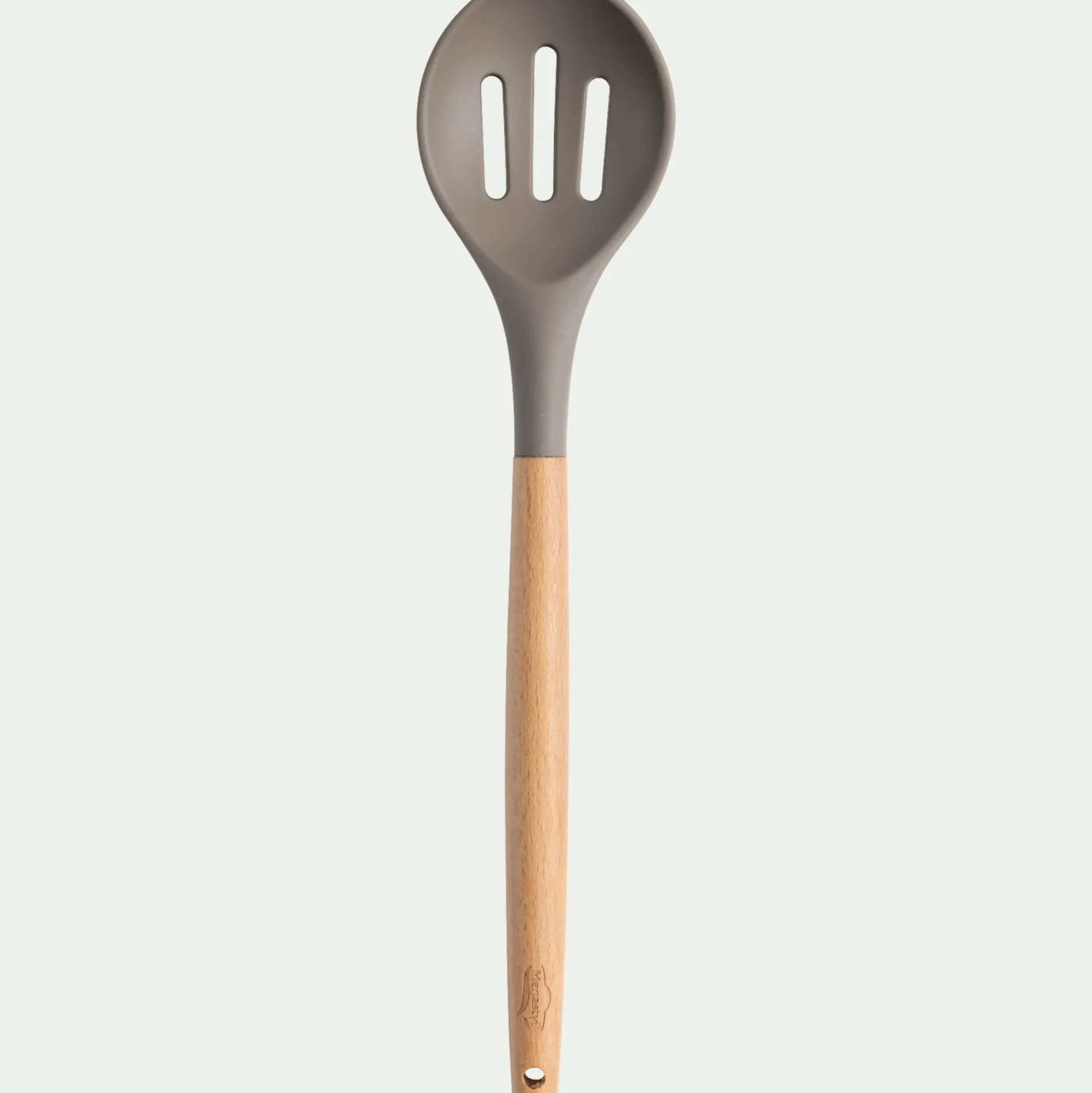 Cuillère ajourée en bois et silicone - brun terre ombre