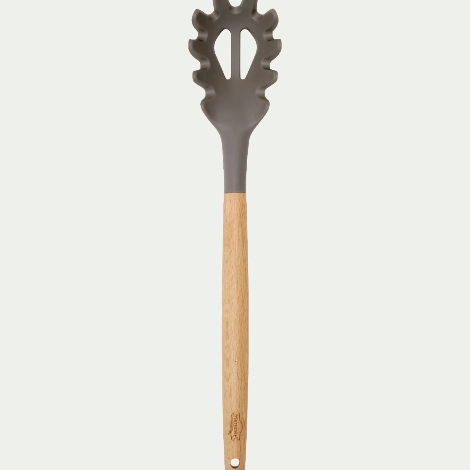 Cuillère à spaghettis en bois et silicone - brun terre ombre
