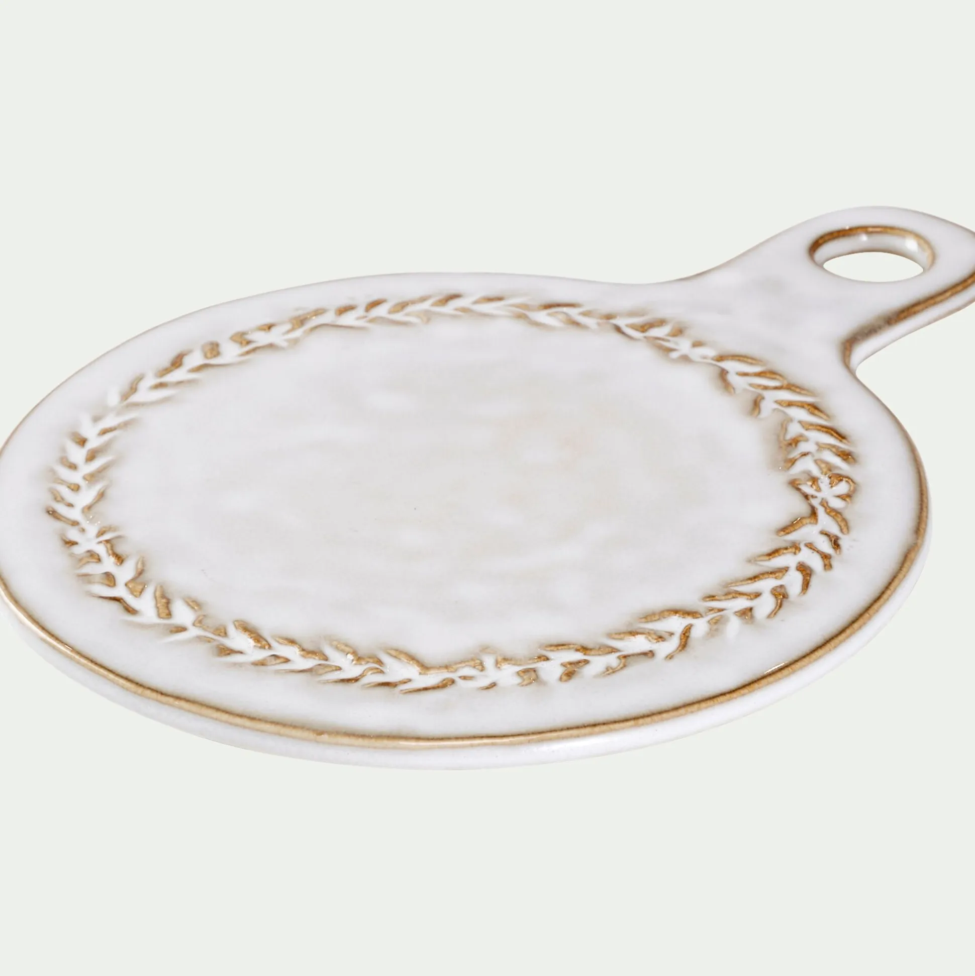 Dessous de plat motif végétal en grès D20cm - beige alpilles