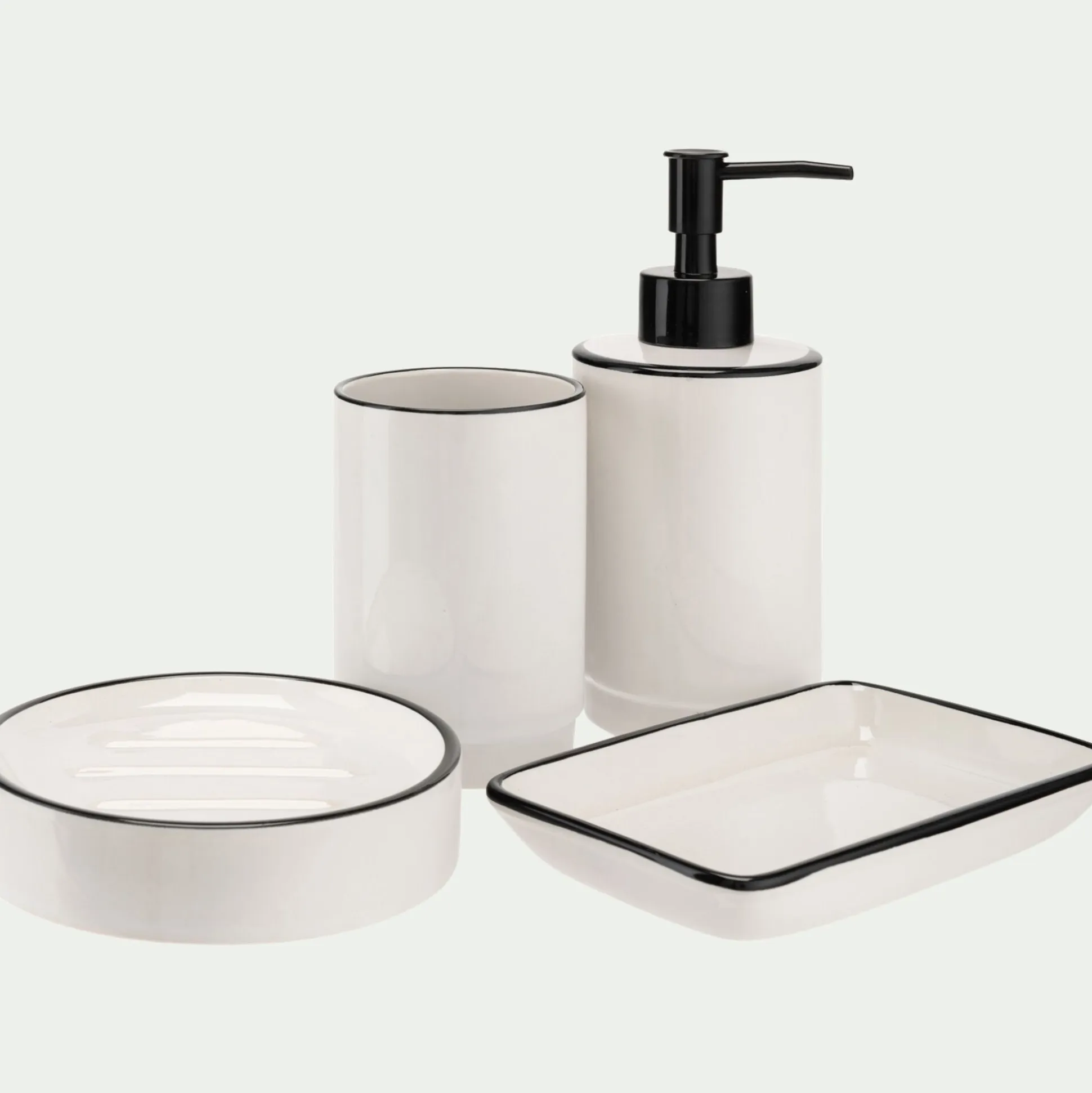 Distributeur à savon en grès - blanc H18,50cm