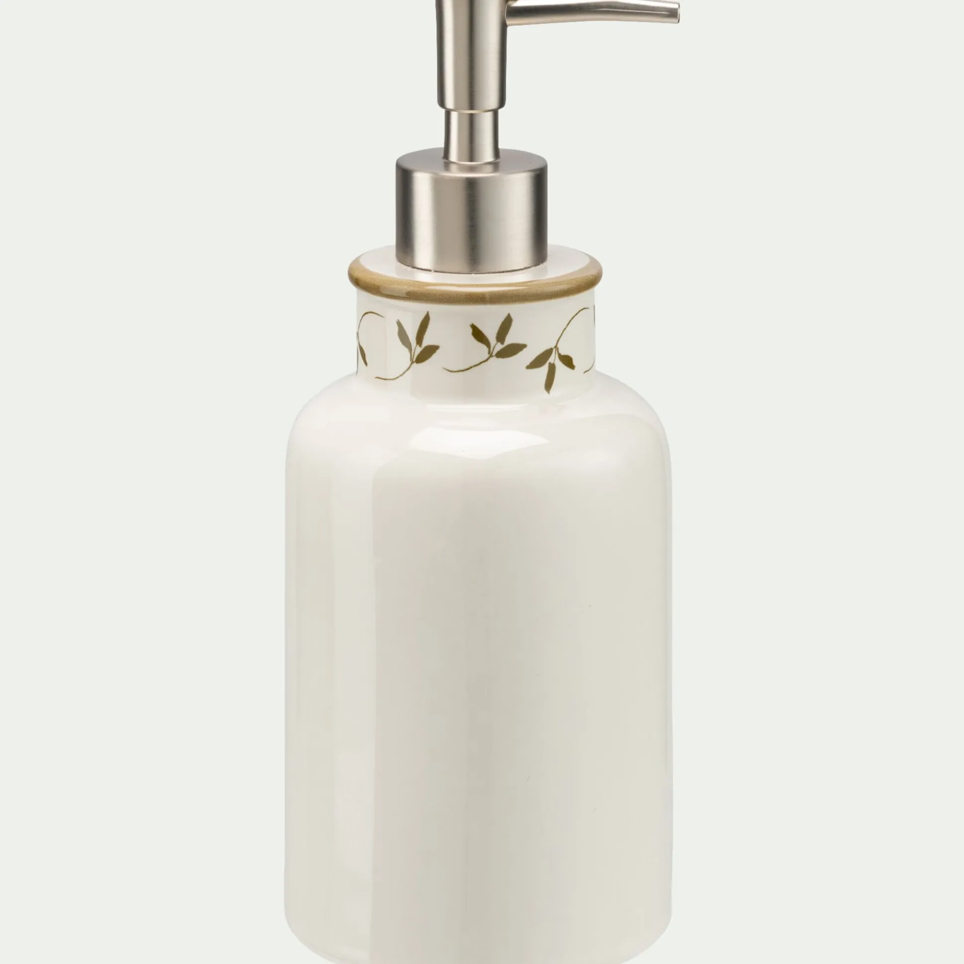 Distributeur à savon liquide en grès - blanc