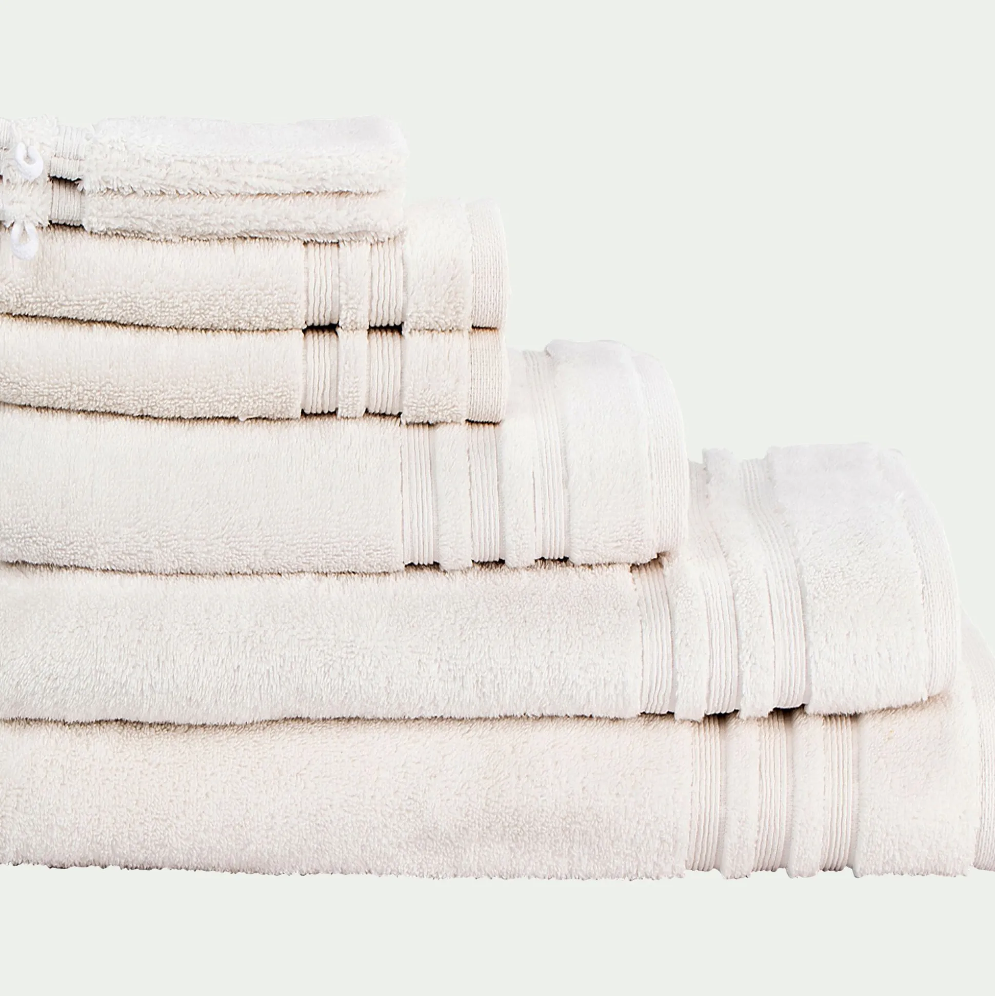 Drap de bain bouclette en coton - blanc ventoux 100x150cm