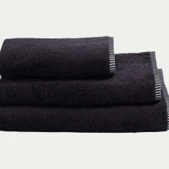 Drap de bain brodé en coton - noir 100x150cm