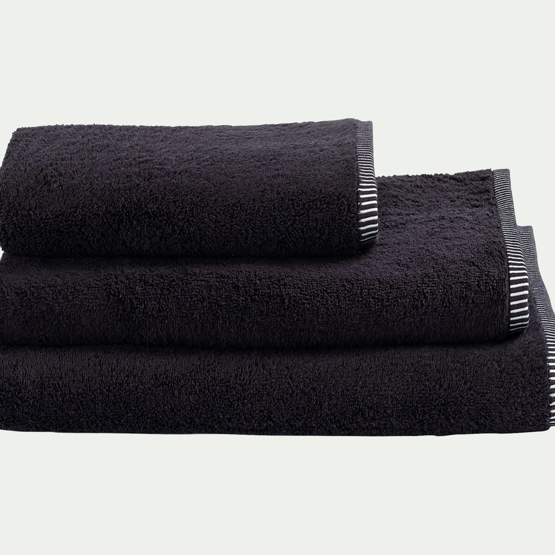 Drap de bain brodé en coton - noir 100x150cm