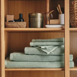 Drap de bain en bouclettes de coton bio 90x150cm - vert olivier