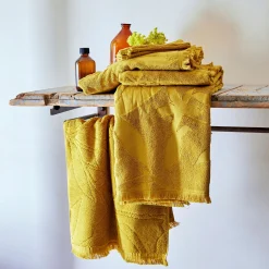 Drap de bain en coton - jaune argan 100x150cm