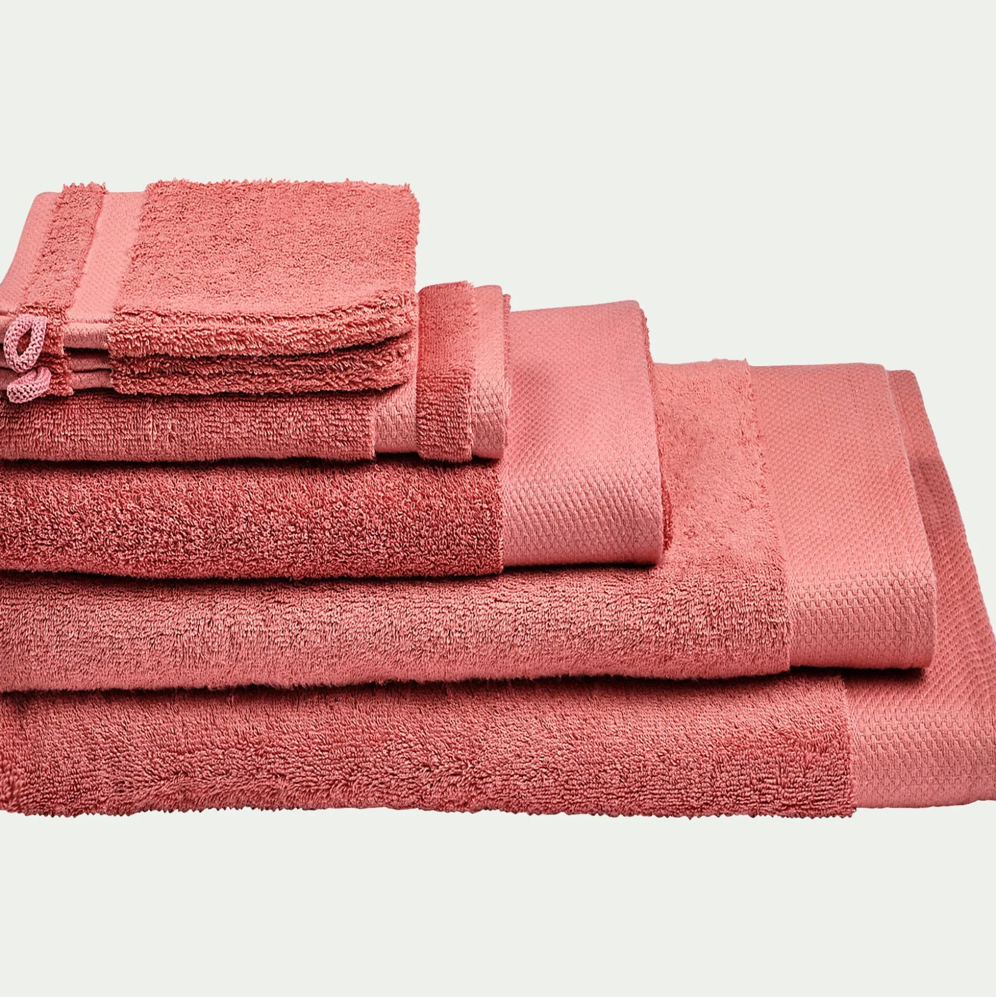 Drap de bain en coton peigné - rouge ricin 100x150cm