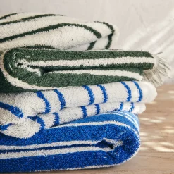 Drap de bain en coton à rayures 100x150cm - vert