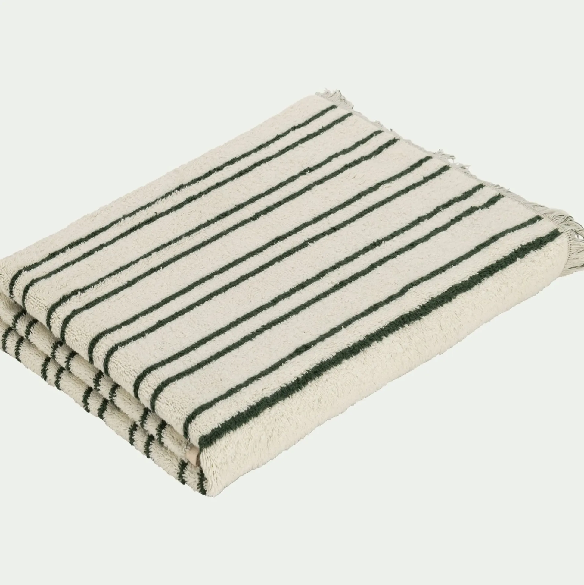 Drap de bain en coton à rayures 100x150cm - vert