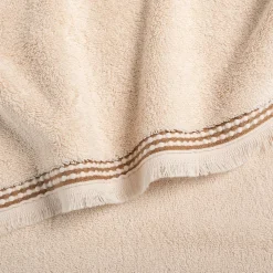 Drap de bain frangé en coton 100x150cm - blanc écru