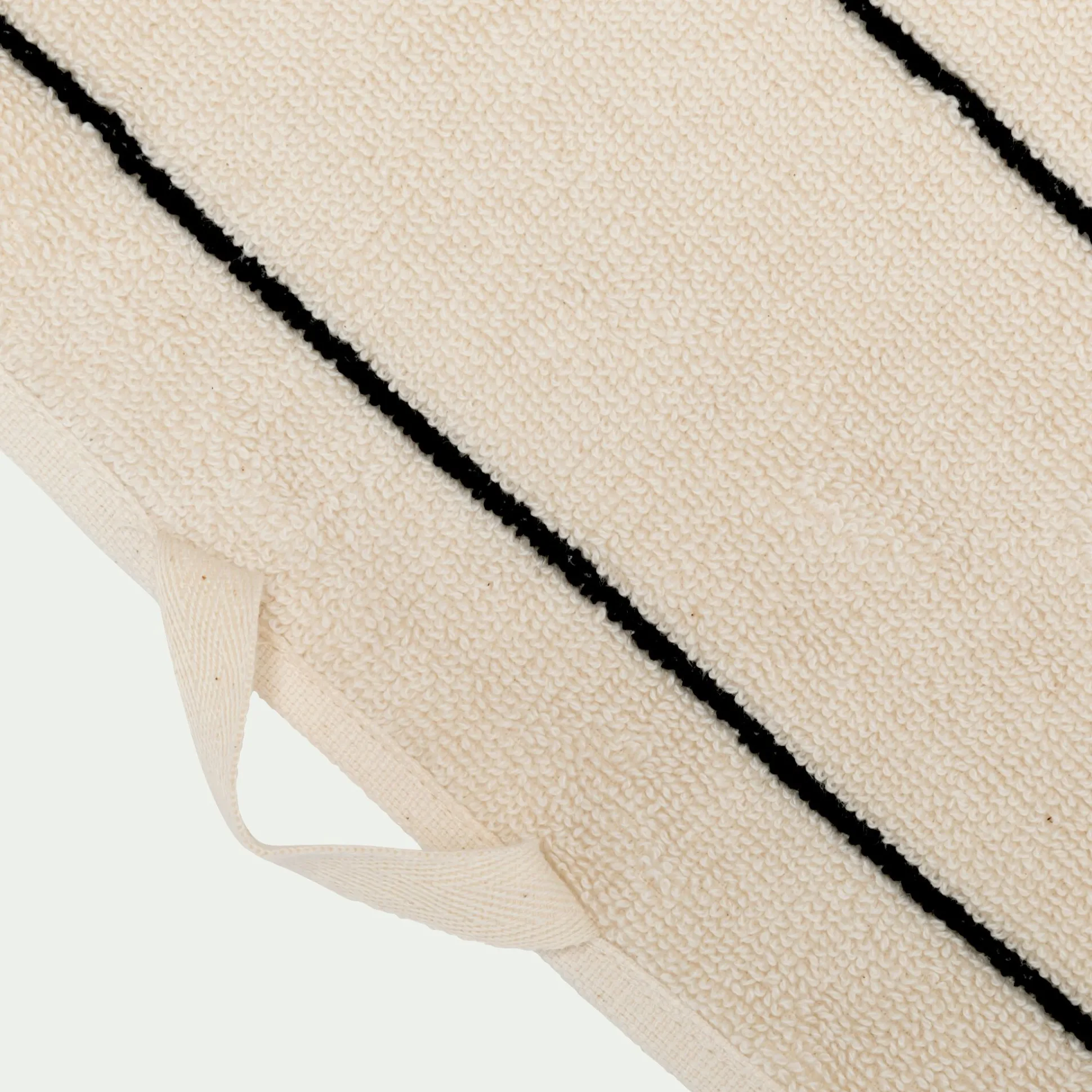 Drap de bain rayé en coton 100x150cm - beige