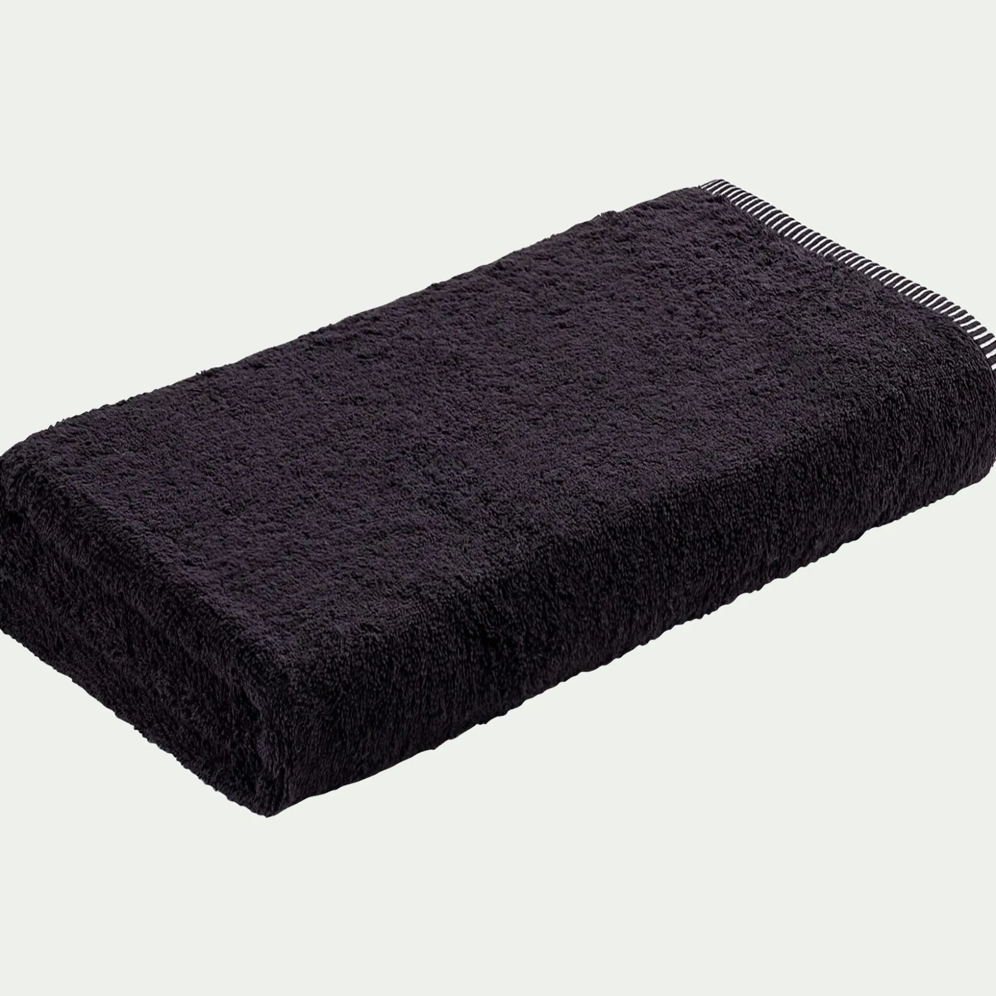 Drap de douche brodé en coton - noir 70x140cm