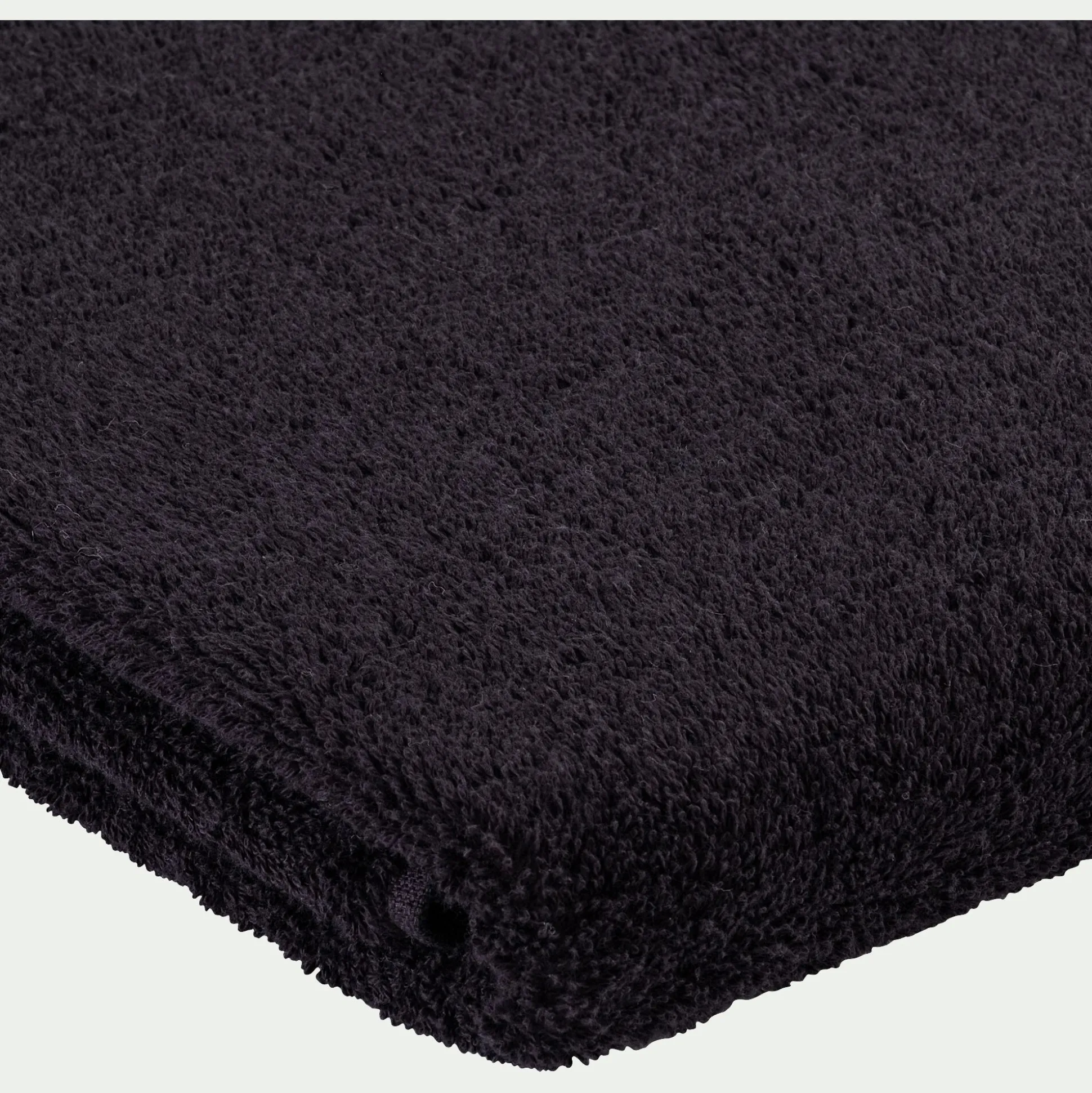 Drap de douche brodé en coton - noir 70x140cm