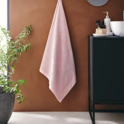 Drap de douche en bouclettes de coton bio - rose rosa 70x130cm