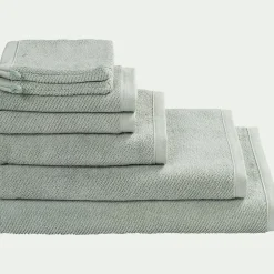 Drap de douche en bouclettes de coton bio 70x130cm - vert olivier