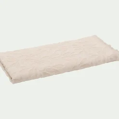 Drap de douche en coton motif floral 70x140cm - blanc écru