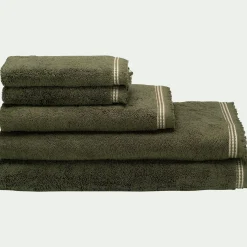 Drap de douche frangé en coton 70x140cm - vert cèdre