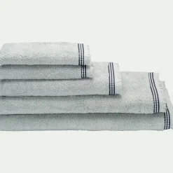 Drap de douche frangé en coton 70x140cm - bleu littoral