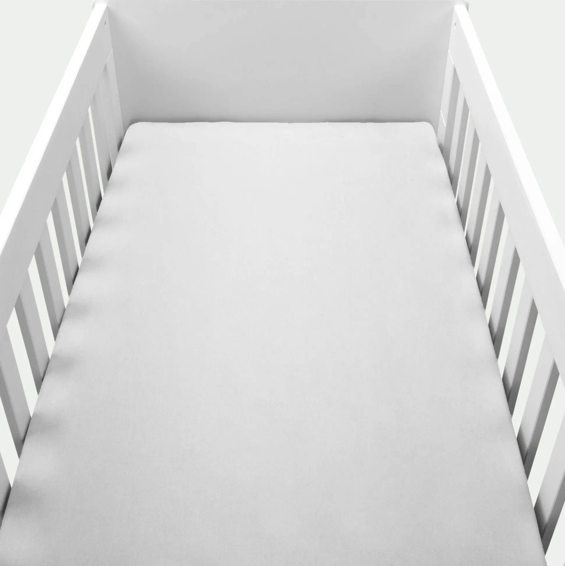 Drap housse bébé en coton bio 70x140+B15cm - blanc
