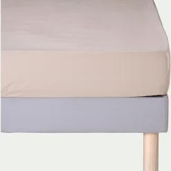 Drap housse en coton bio 90x200cm b30cm - beige alpilles